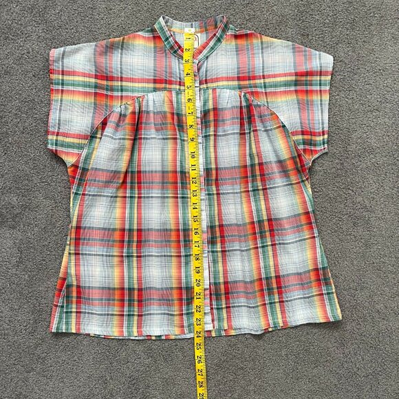 R.D. #2 Vintage | Rockabilly Western 70s Cowgirl Shirt Red Plaid, Cap Sleeve, Sm - Picture 7 of 7